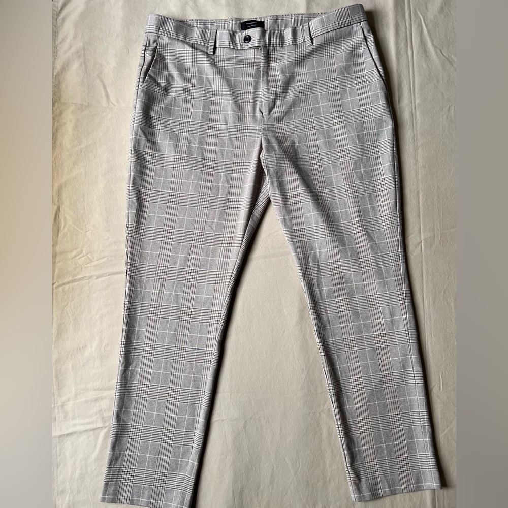 Banana Republic Slim Tapered Beige Plaid Chinos